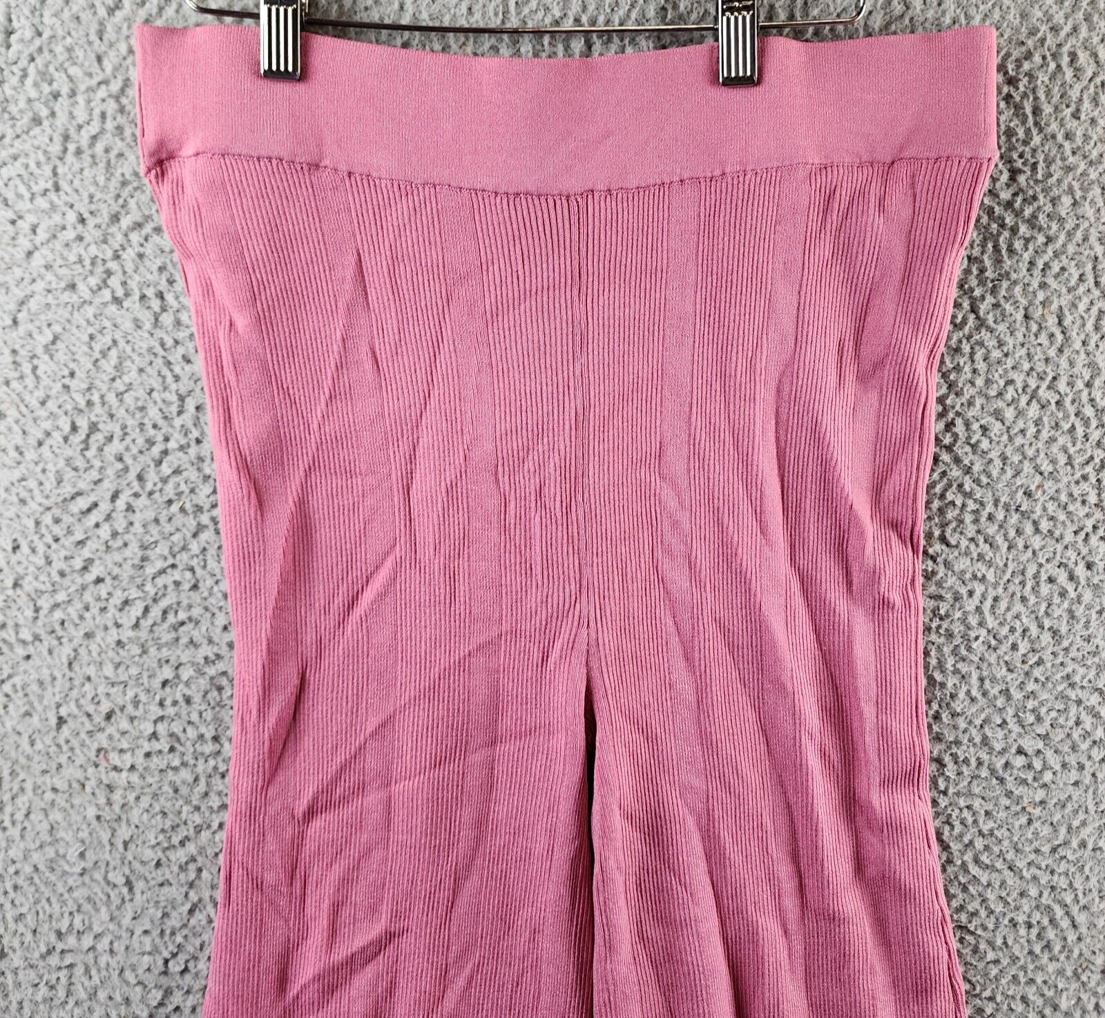 REMAIN Soleima Ribbed Knit Pants Women's 42 Cashmere Rose Flared-Leg Pull-On~ - Picture 15 of 16