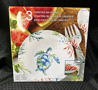 Melamine Salad Server Turtle Design Set 3 Piece Set Costco Brand New In Box