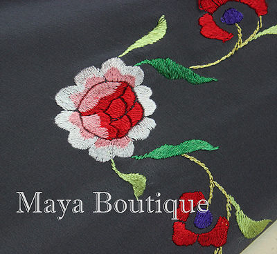Pre-owned Maya Matazaro Embroidered Silk Fringe Jacket Flamenco Kimono Lilac Grey Short