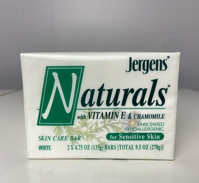 Jergens Vitamin E Chamomile Skin Conditioning Bar (2) Pack 4.75 oz Soap 1995