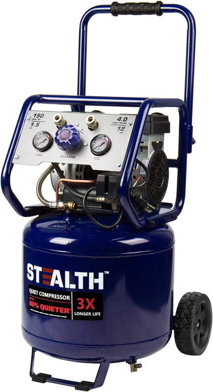 12 Gallon Ultra Quiet Air Compressor, 1.5 HP Oil-Free Peak 1