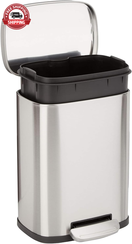 Smudge Resistant Small Rectangular Trash Can with Soft-Close