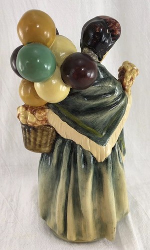 Chalkware VINTAGE 1930's Figurine STANDING BALLOON LADY With BASKET OF FLOWERS