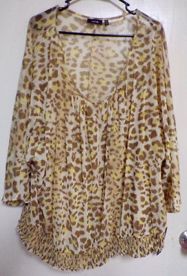 SU23 NWT $40 APT 9 WOMENS 2PC PULLOVER BLOUSE ANIMAL PRINT  PLUS SZ 3X