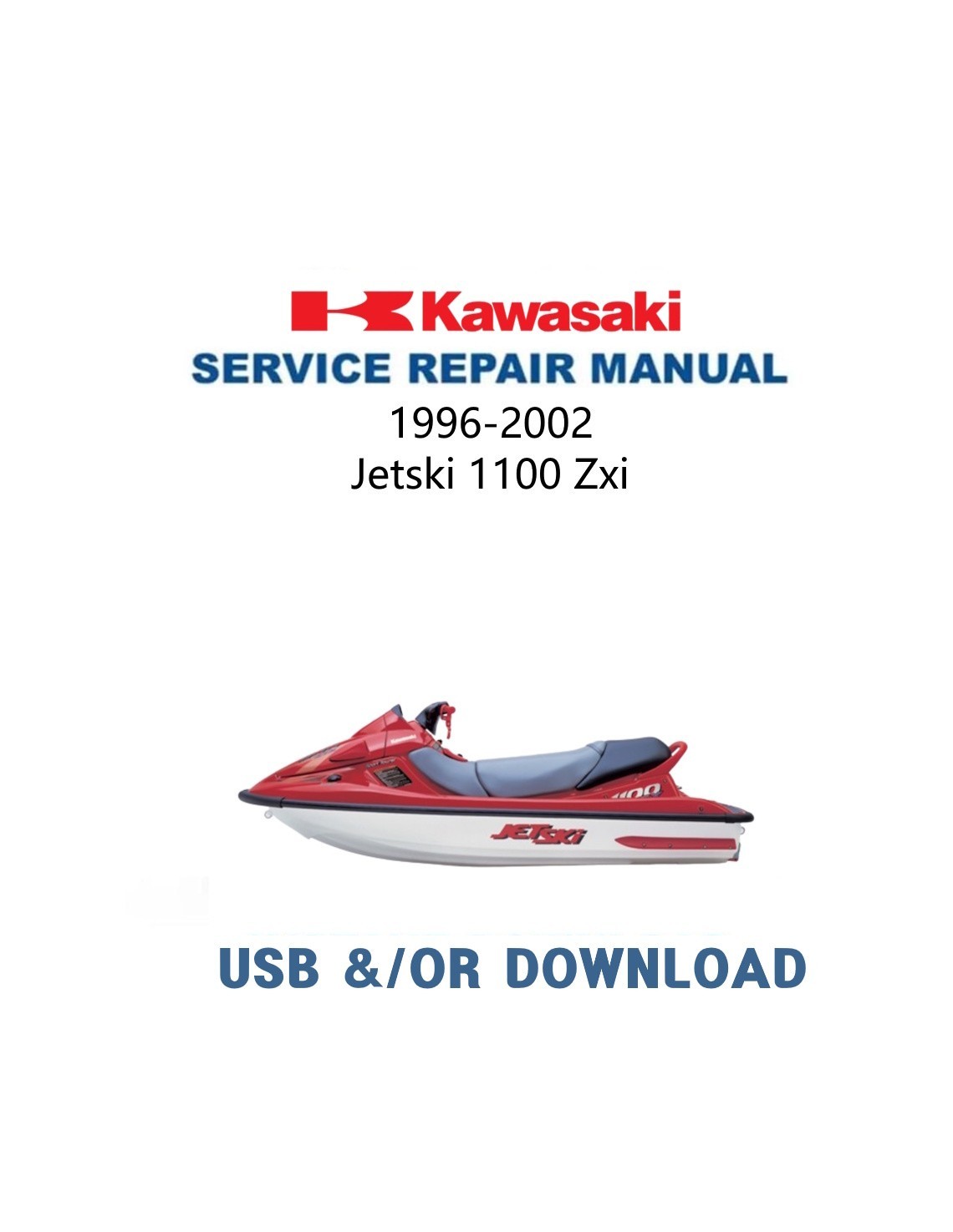 1996-2002 Kawasaki Jetski 1100 Zxi Service Manual | CD | Jet