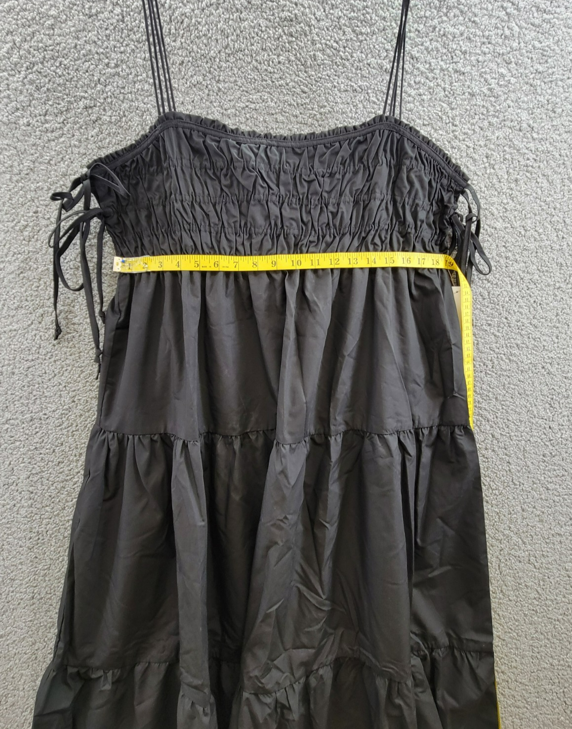 AQUA Side Tie Midi Dress Women's XXL Black Solid Square Neck Sleeveless Pullover - Picture 9 of 15