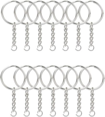 KINGFOREST 100PCS Split Key Ring with Chain 1 inch and Jump Rings, Silver Col...