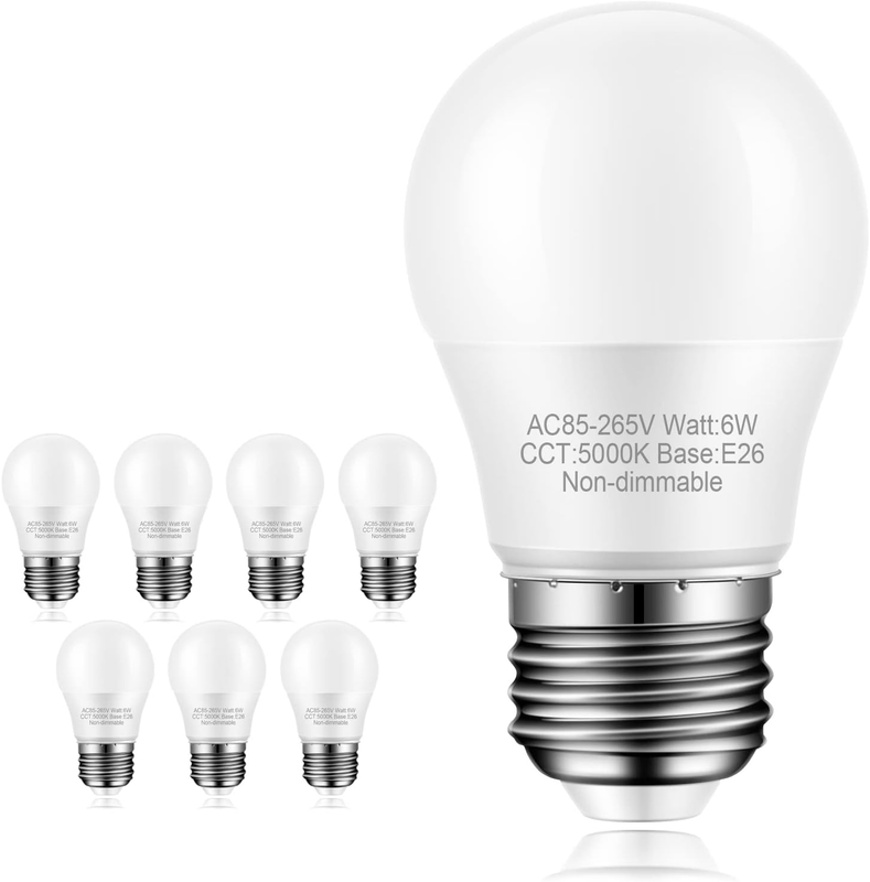Marxlait 8-Pack Ceiling Fan Light Bulbs, 60 Watt Equivalent, Daylight 5000K, E26