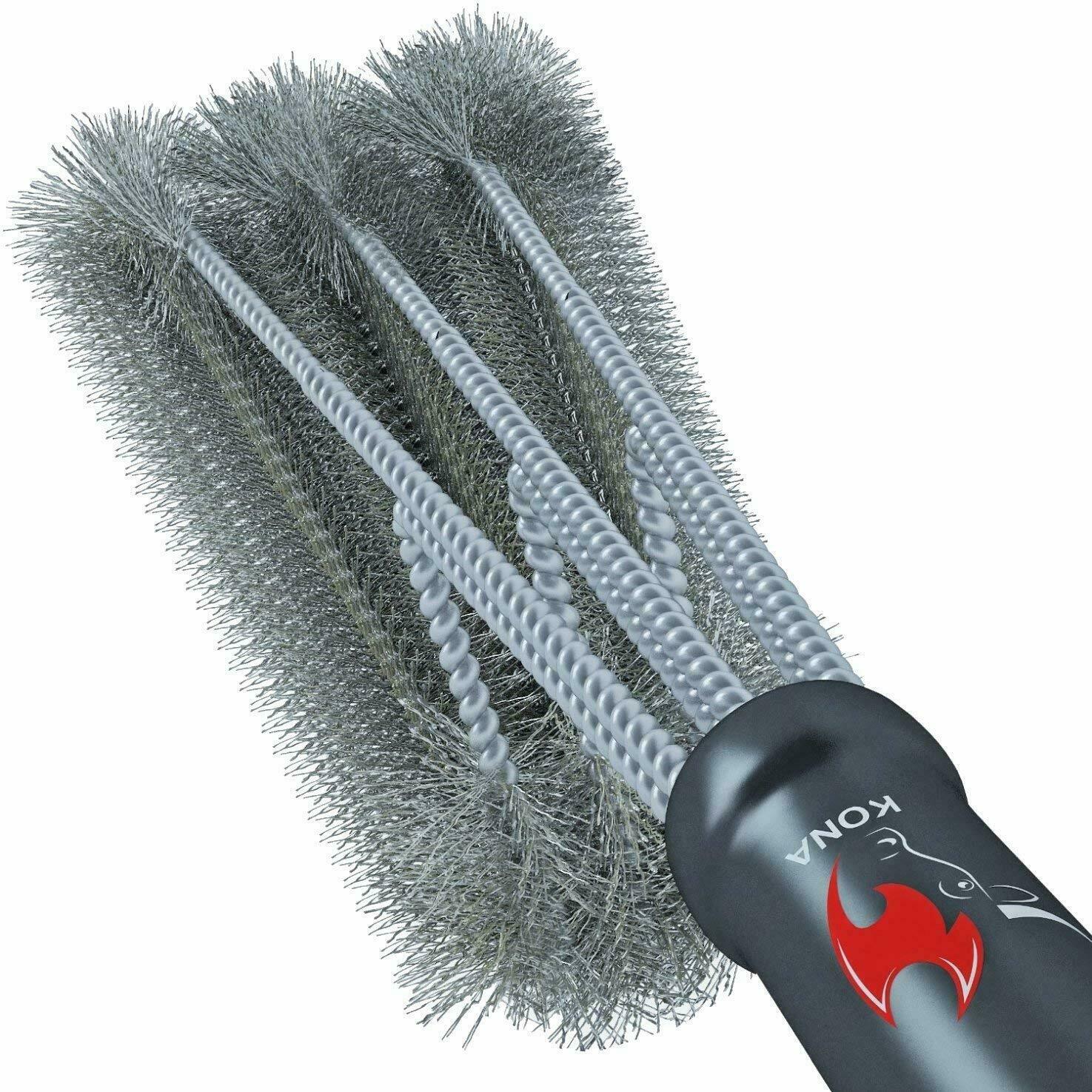 Kona Stainless Steel 360&deg; Grill Brush - Black, Safe to Use, 18"