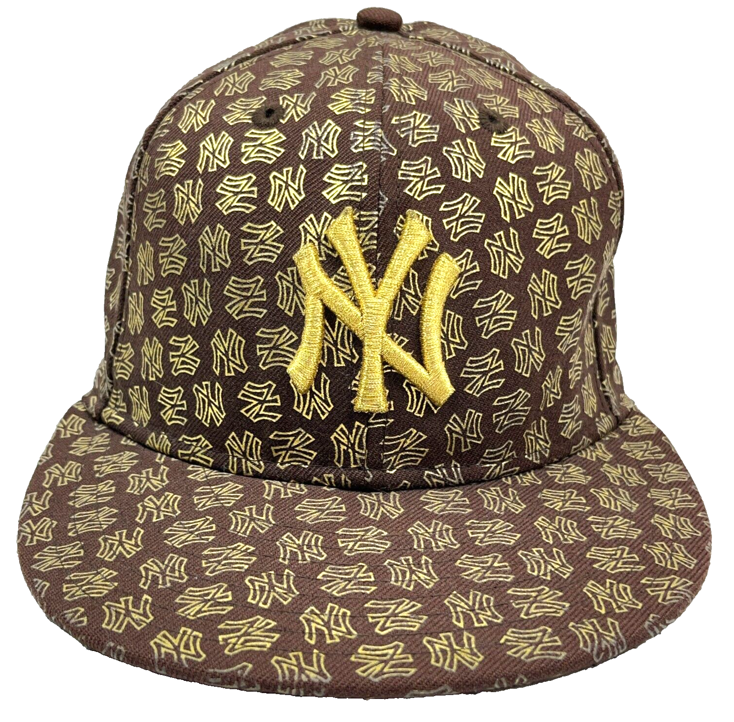new era × briwn Yankees stripe cap 7 3/8 New York Yankees Hat Cap Fitted 7 3/8 Brown Gold 59Fifty