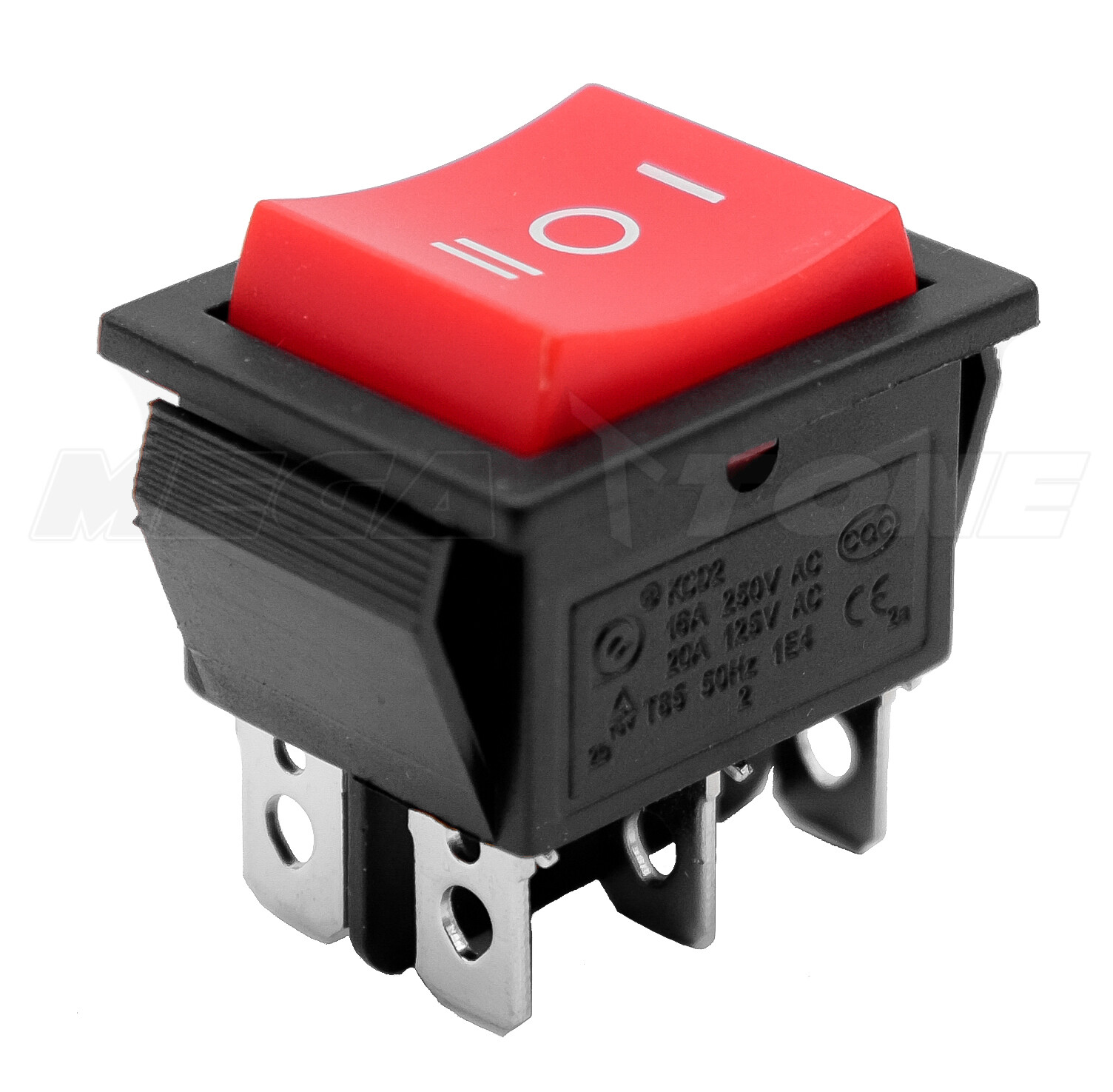 1 PC) DPDT ON-OFF-ON Rocker Switch Red Button T85 KCD2 20A