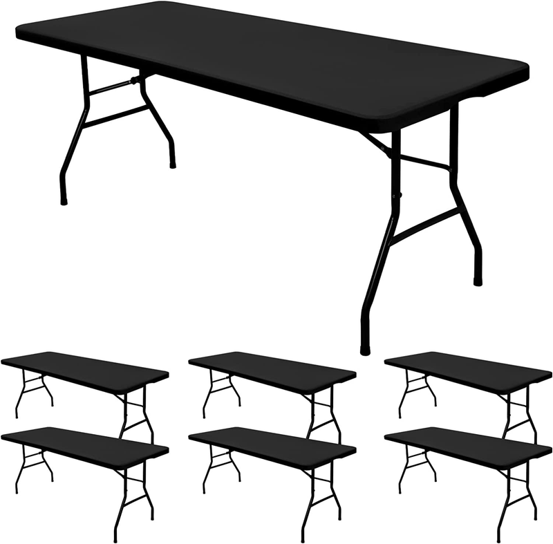 6 Pack Stretch Fabric Table Top Cap Cover, Fits 6' Tables, S