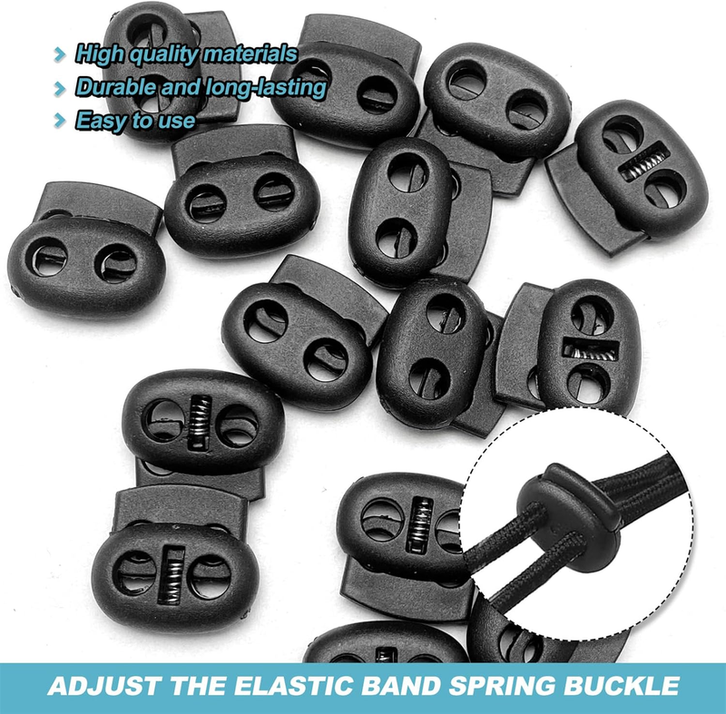 Cord Locks for Drawstrings, 50 Pcs Double Hole Spring Toggle Stoppers Cord Locks