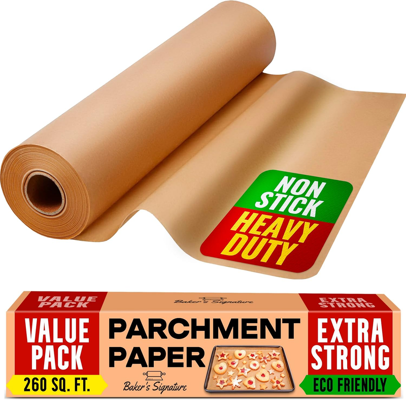 Unbleached Parchment Paper for Baking – 15 in x 210 ft 260 Sq.Ft Baking Paper Ro