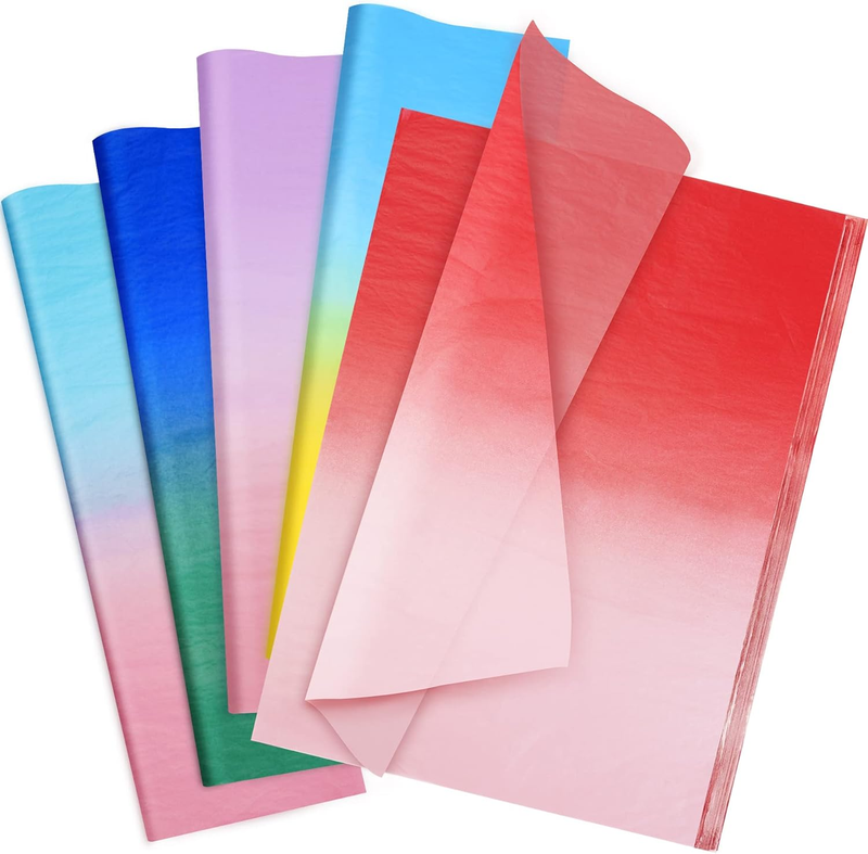 Colored Gradient Tissue Paper, 50 Sheets Gift Wrap Tissue Paper for Gift Bags, B