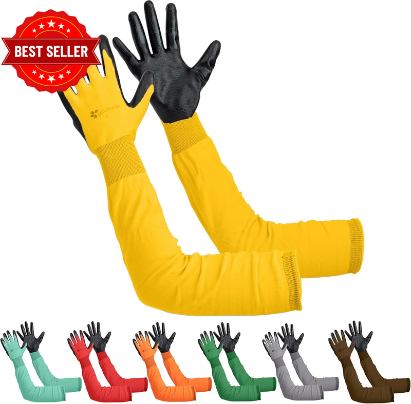Long Garden Gloves for Women & Men – Nitrile Coated Long Sleeve Gardening Gloves