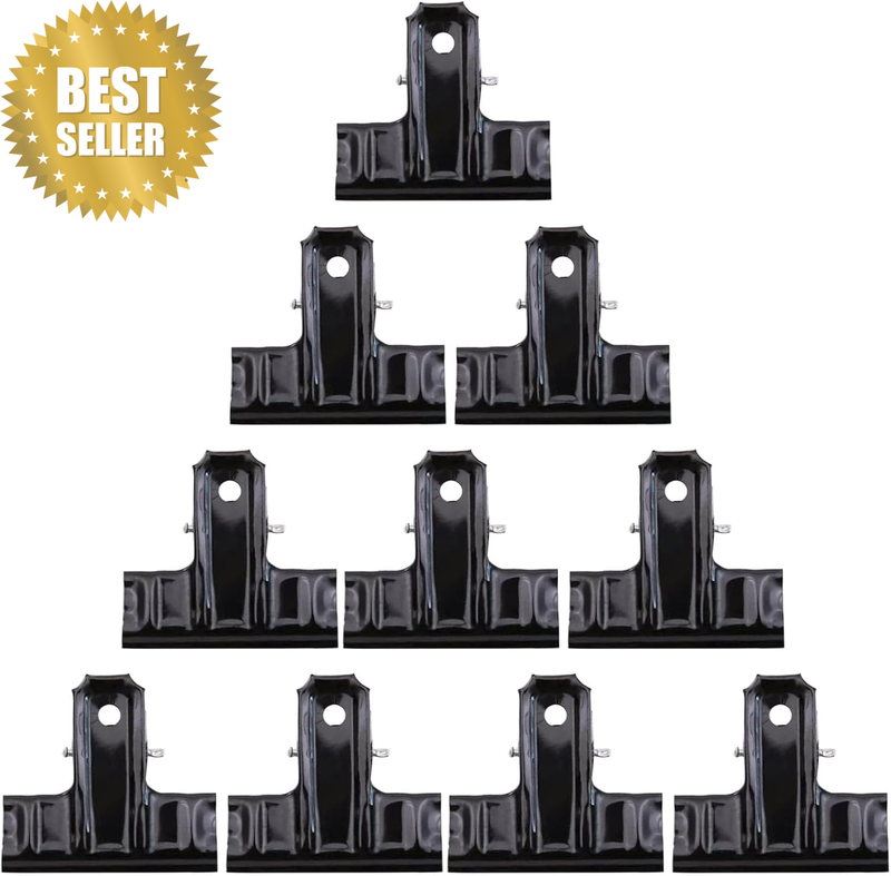 Metal Binder Clips, Black, 10 Pack, Large Size for Office, Kitchen, Drawing Boar