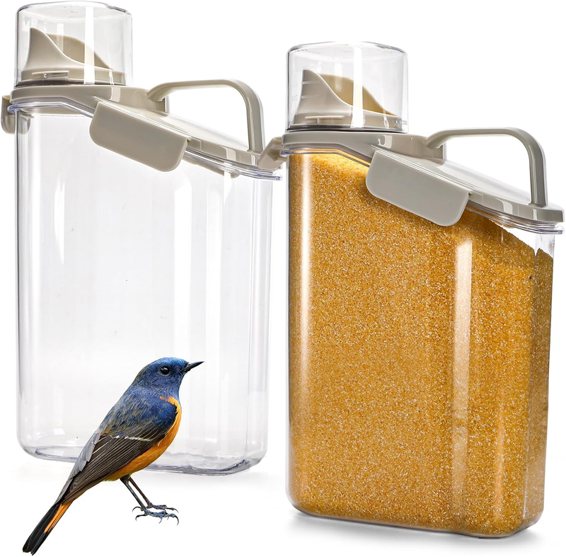 DEAYOU 2 Pack Bird Seed Storage Container, 3 Qt/2.8 L Airtight Cereal Storage Bi