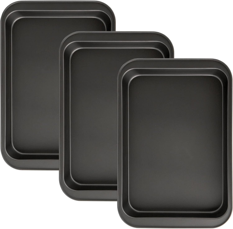 3 Pack Rectangle Baking Pan, Non-Stick Cake Pans for Oven, 13 x 9 Inch Deep Cook