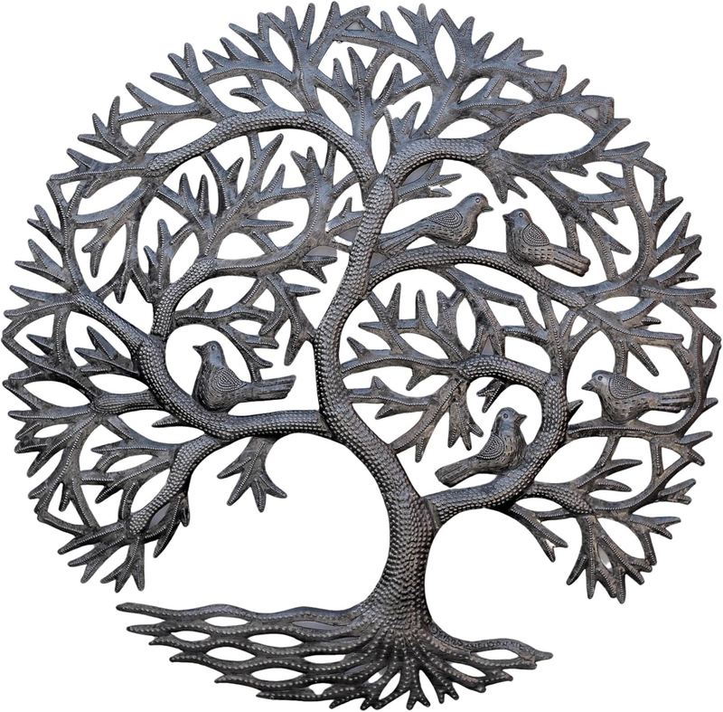 It'S Cactus Handmade Tree of Life Metal Wall Art 23” Haitian Recycled Steel Wall