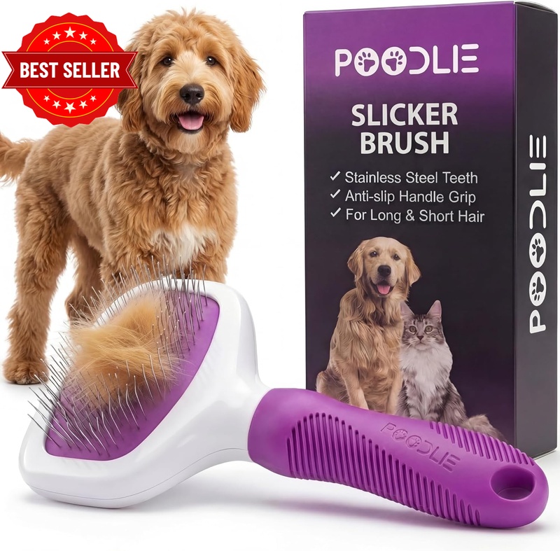 Poodle Pet Slicker Brush for Small and Large Dogs Pet Hair Remover | Effectively
