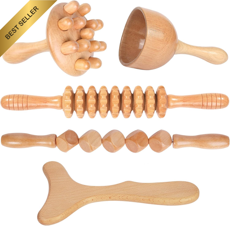 Wood Therapy Massage Tools 5-In-1 Lymphatic Drainage Massager Maderoterapia Kit