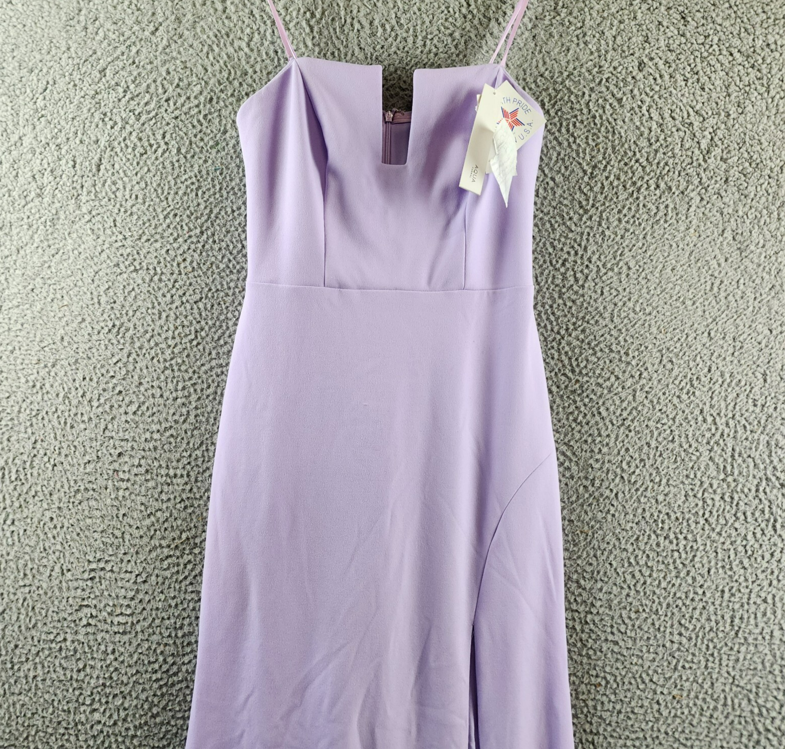 AQUA Scuba Crepe Strapless Gown Women's 6 Lilac Sweetheart Neck Back Zip Closure - Picture 4 of 13