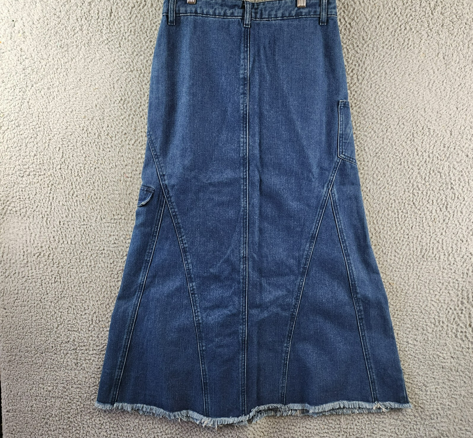 Gracia Front Slit Long Denim Skirt Women's M Blue Heather Side Pocket Button Zip - Picture 12 of 15