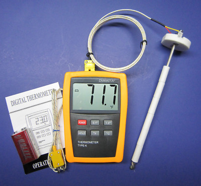 Digital K-Type Thermometer with High Temperature Ceramic Probe Furnace Kiln CR-7