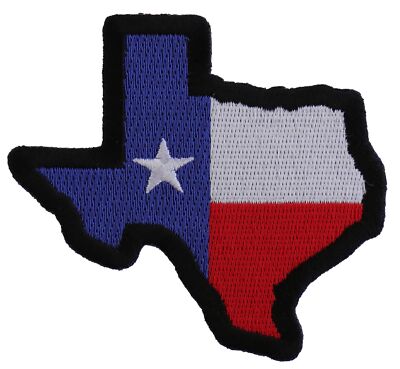 Texas Map Texas Flag Black Border Patch - 3.25x3 inch - P2084B