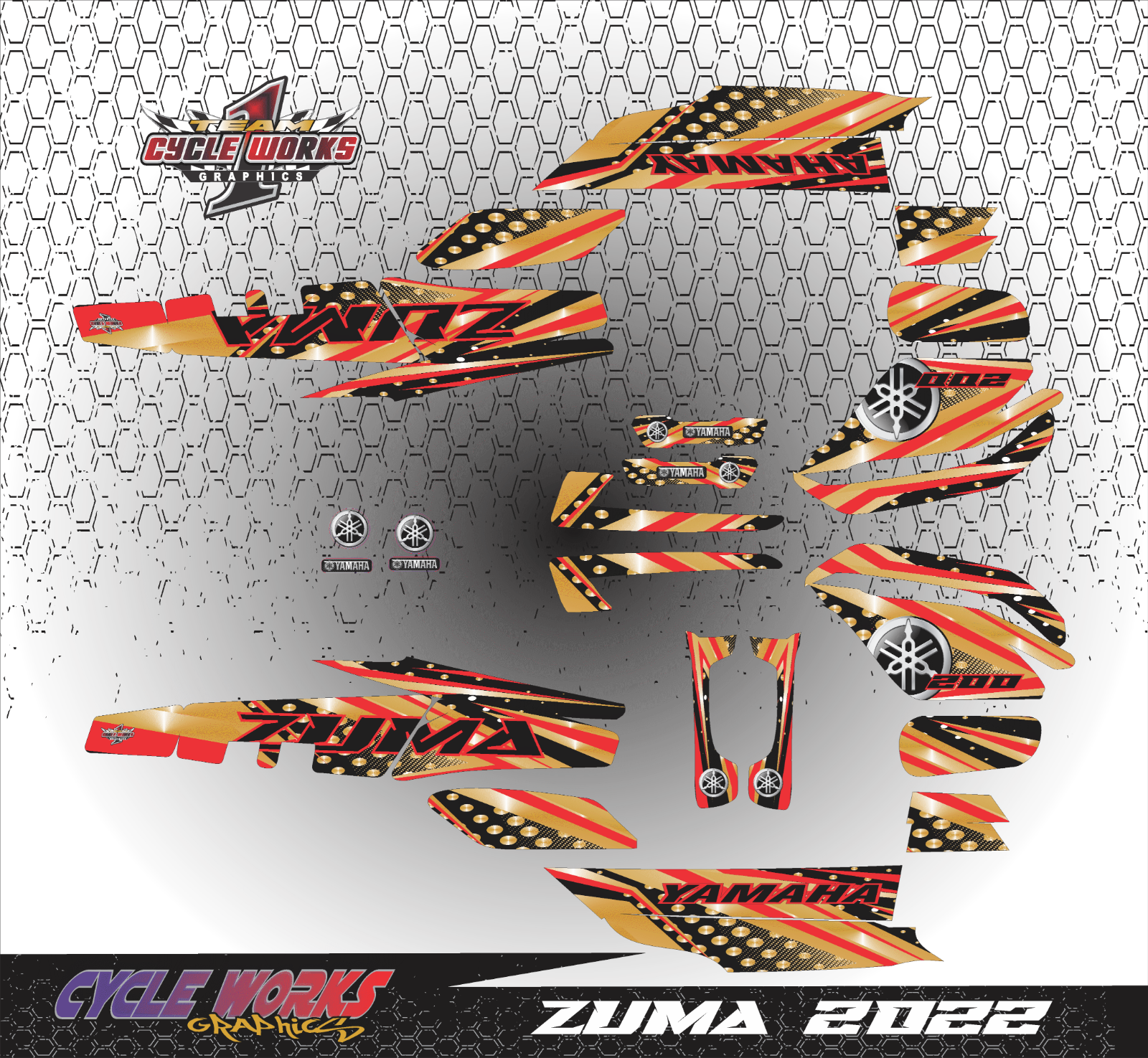 Zuma Chuma Yamaha Full set Graphics Decals Stickers Kits