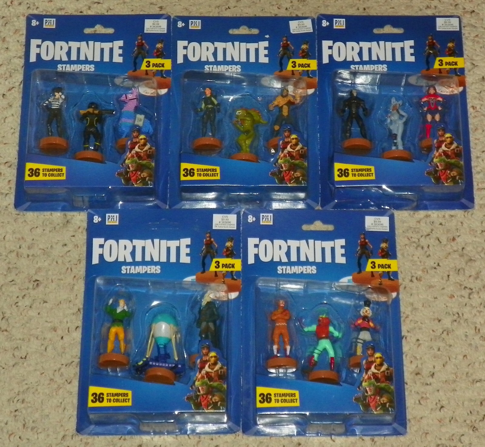 Authentic Fortnite Toppers Action Figure Stampers - 5 Sets