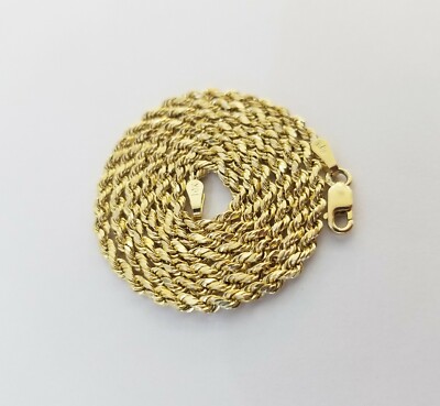 Pre-owned Globalwatches10 10kyellow Gold Round Circle Jesus Charm 18" Inch Rope Chain 2mm 10kt Gold Set