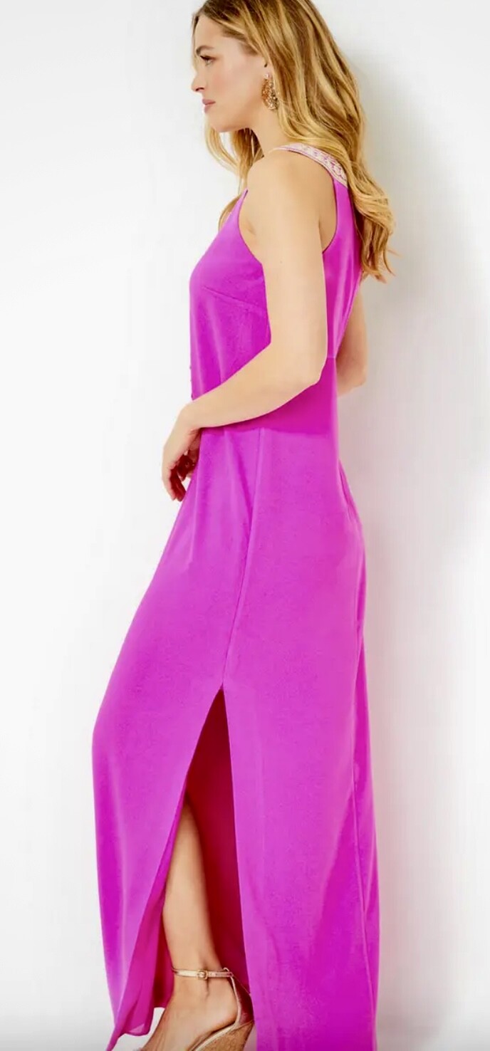 Pre-owned Lilly Pulitzer Sandrah Maxi Dress Wild Fuchsia ? $298 Size 4