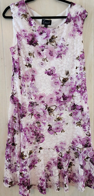 Connected Apparel Lavender Flowered Dress Size 16