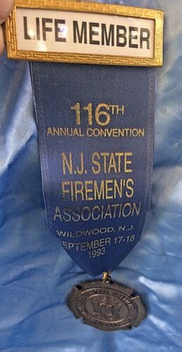 Vintage Medal w Ribbon 116th Nj State Firemen
