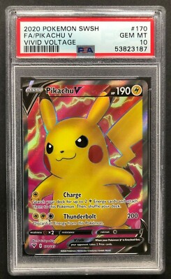 2020 Pokemon SWSH Full Art Pikachu V PSA 10 Gem Mint Vivid