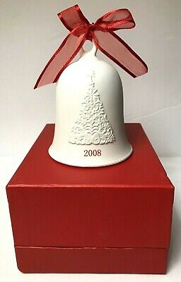 Hallmark White Porcelain Bell Christmas Tree Ornament Decoration Dated 2008 Box