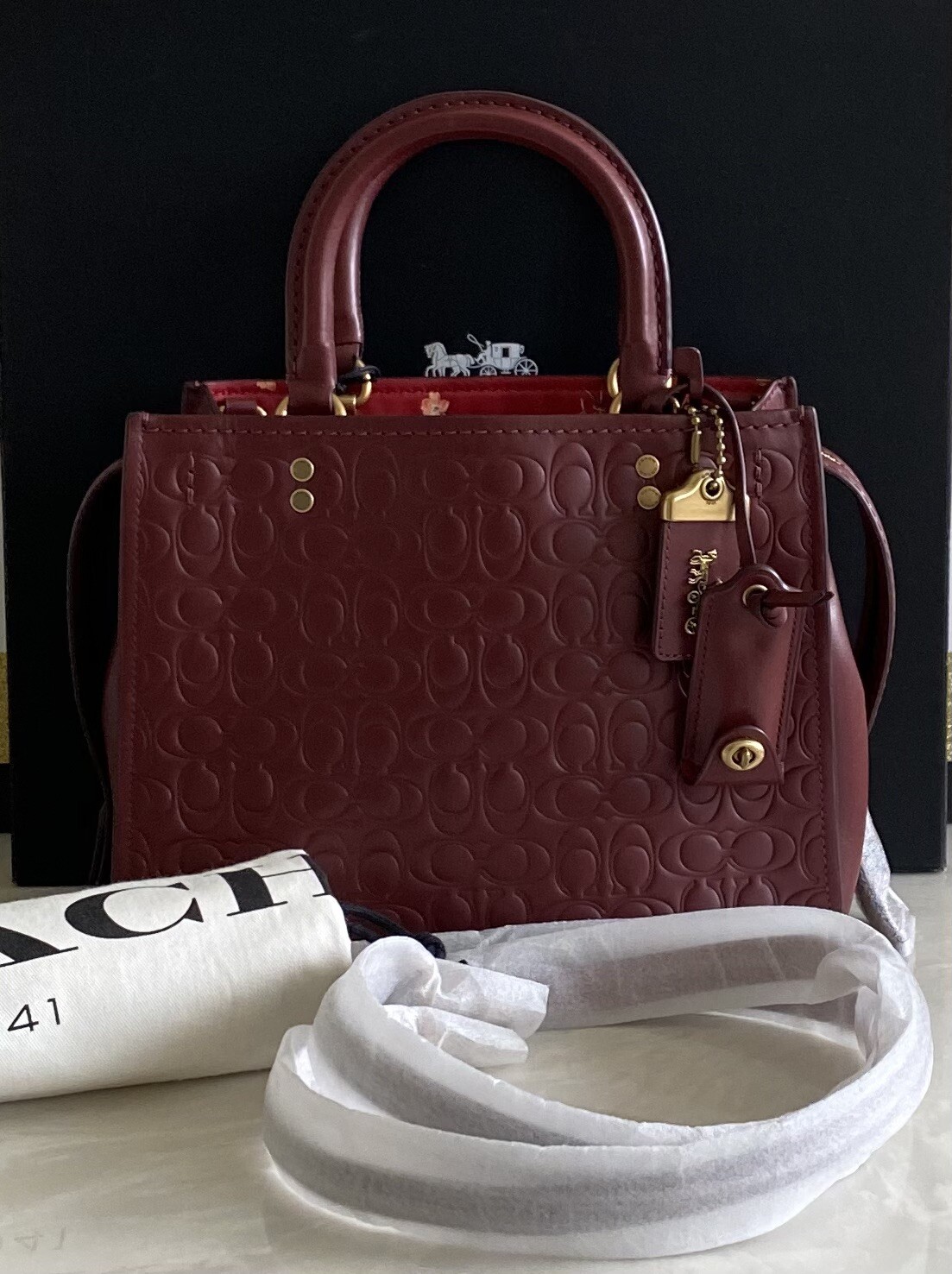 NWT COACH BORDEAUX ROGUE 25 FLOWER & BOW BRASS 26839 | eBay