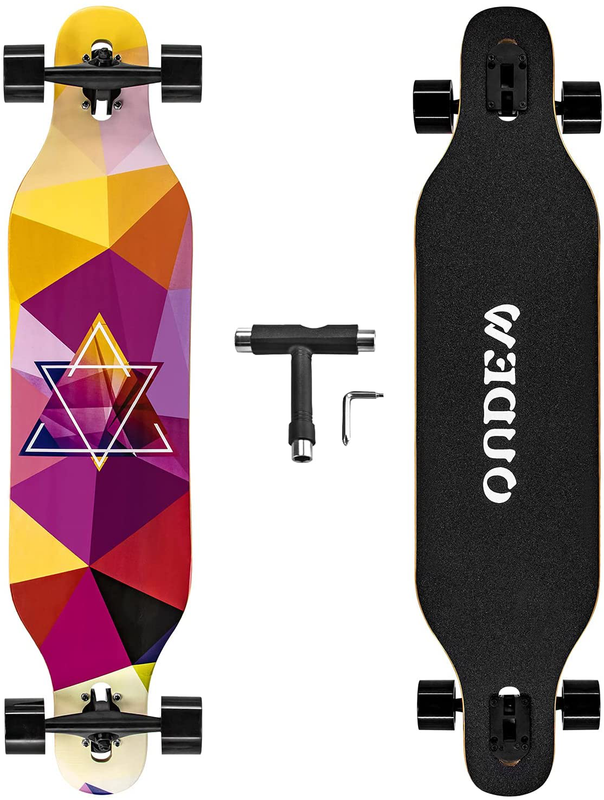 Longboard Skateboard, 41 Inch 8 Layer Canadian Maple Drop through Longboards for