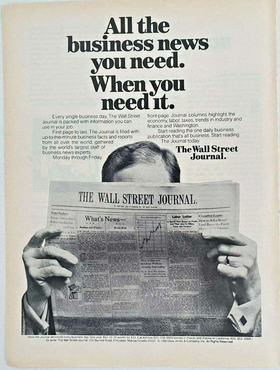 The Wall Street Journal Business News Vintage 1980 Print Ad | eBay