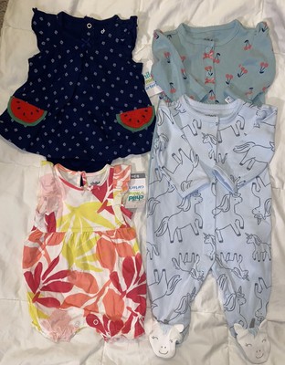 Girl s Child of Mine Clothing Bundle, Size 0/3M (2 Dresses & 2 Sleepers)