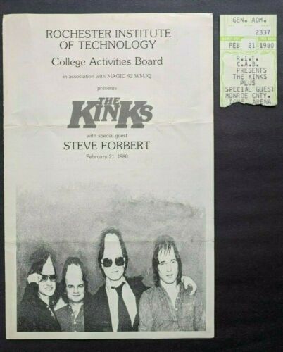 1980 Kinks Concert Ticket Stub + Program From Rochester Institute of Technology