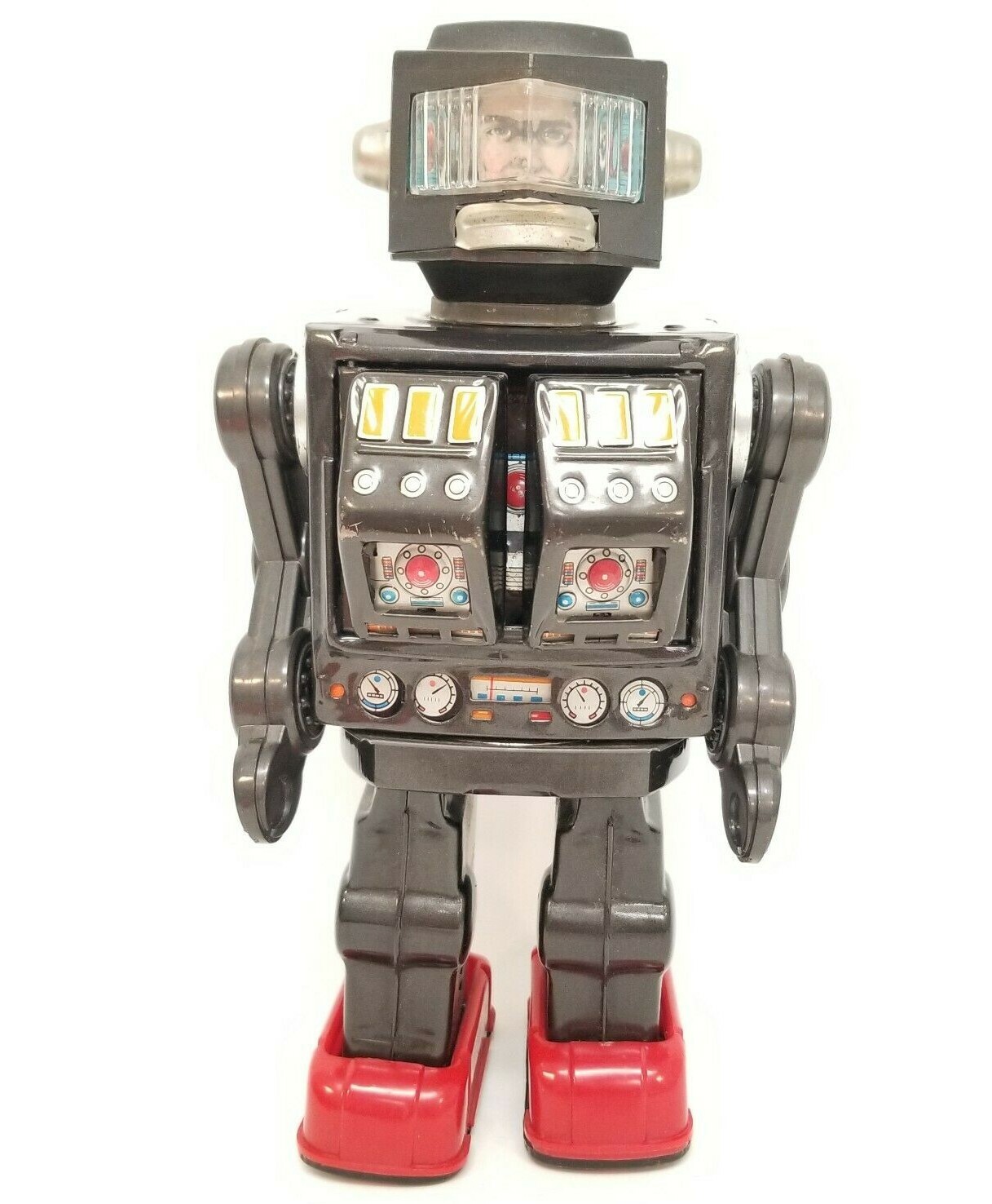 Fighting Space Man Robot Horikawa Japan Large Litho Tin Toy Fighting Space Man Robot Horikawa Japan Large Litho Tin Toy