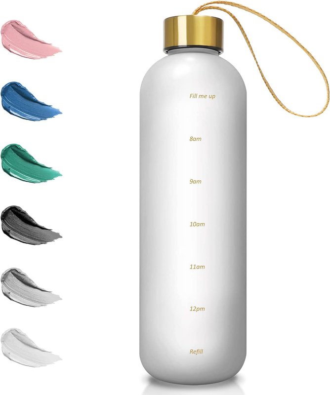 Water Bottles with Times to Drink with Time Marker and Strap (800Ml)