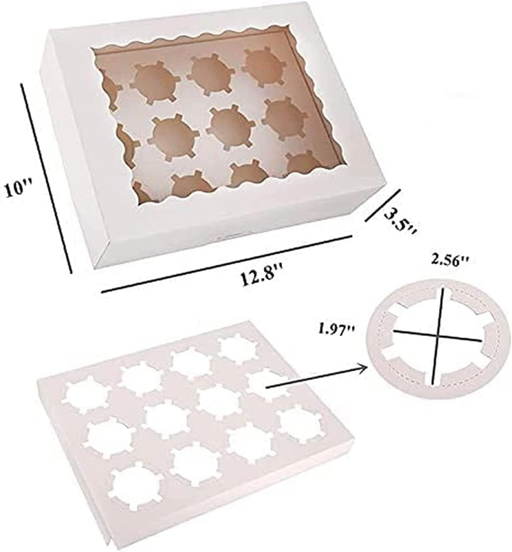 15 Pack Cupcake Boxes Hold 12 Standard Cupcakes, Food Grade Cupcake Holders Bake