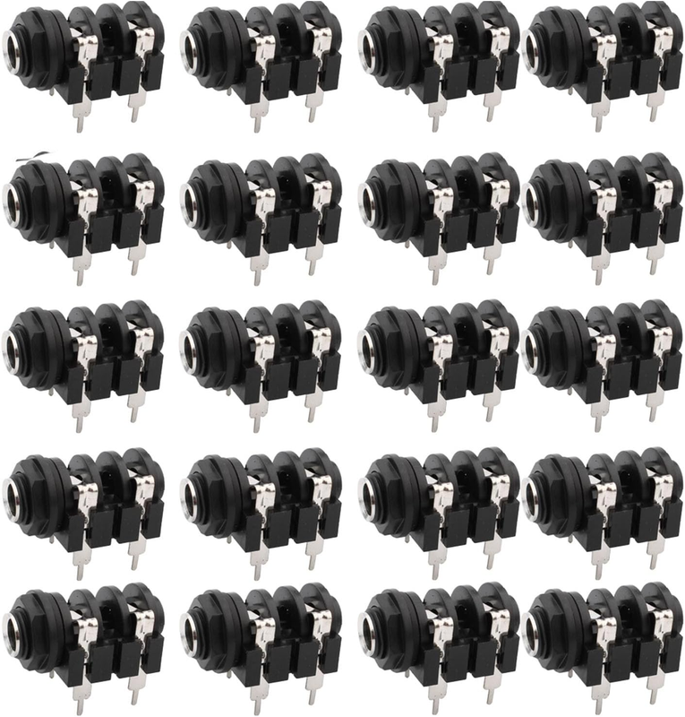RUNCCI-YUN 20Pcs PCB Panel Mount 4 Pin 1/4" 6.35Mm TS Female Socket Mono Headpho