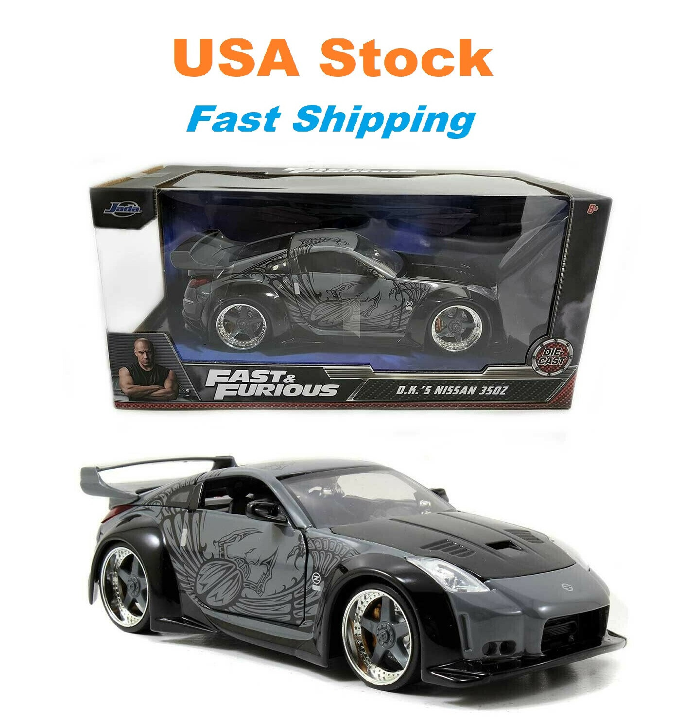 Fast And Furious DK's 2003 Nissan 350Z, JADA, Metal,Diecast Toy Car, 8.25 Fast And Furious DK's 2003 Nissan 350Z, JADA, Metal,Diecast Toy Car, 8.25