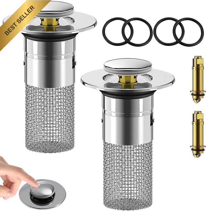 2PCS Bathroom Hair Catcher Sink Stopper Hair Catcher, Stainless Steel Floor Drai