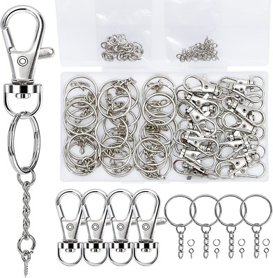 120PCS Swivel Snap Hook with Key Chain Rings Set- 30PCS Swivel Lobster Clasp,
